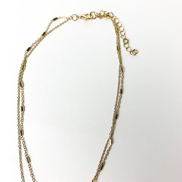 Gold and black pendant druzy necklace double chain - Picture 3 of 4